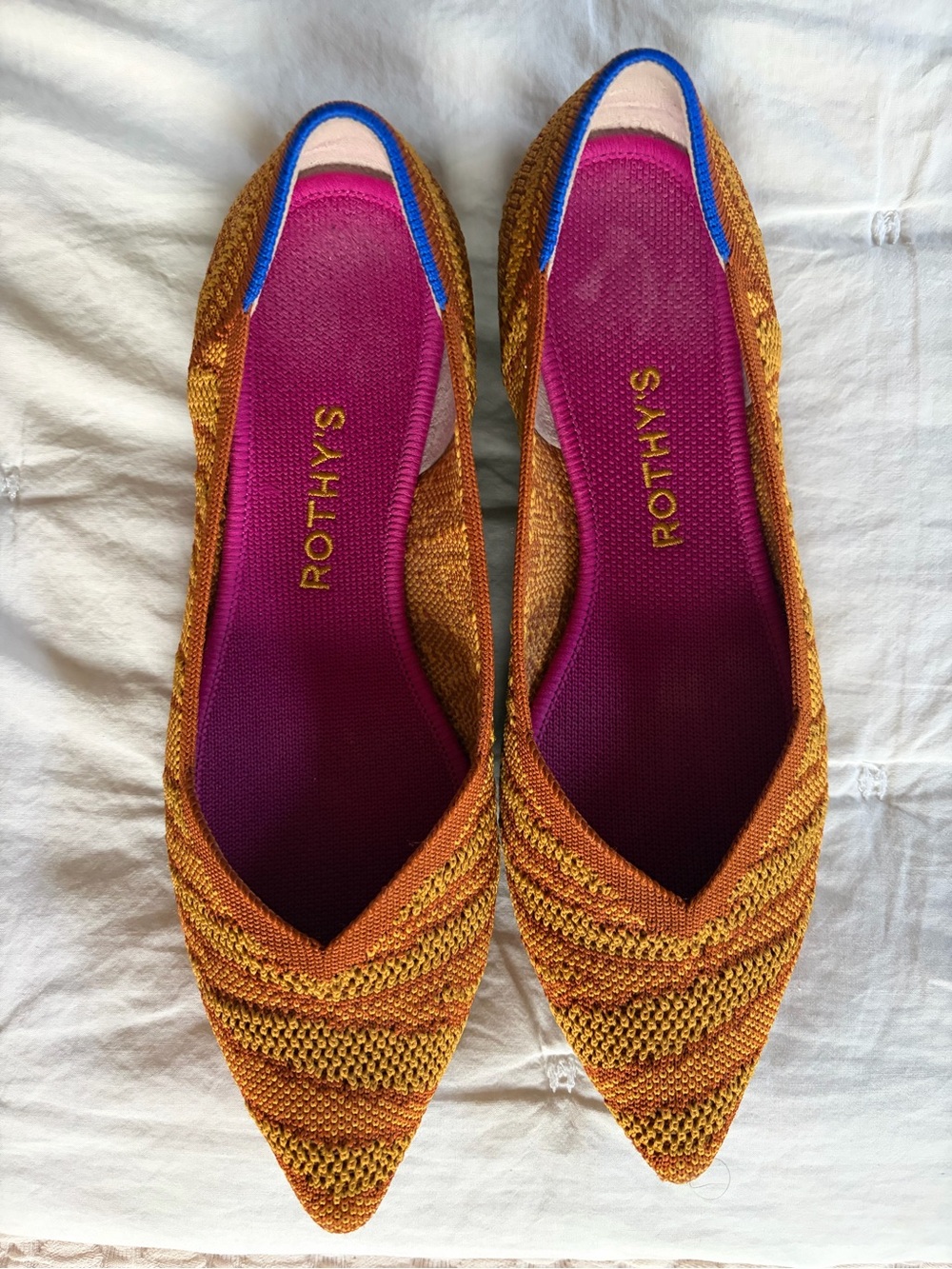 Rothy's The Point Knit Flats in Golden zebra RARE